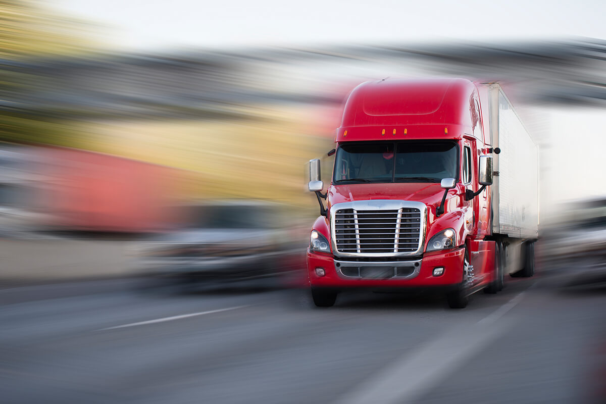 Tractor trailer on a highway