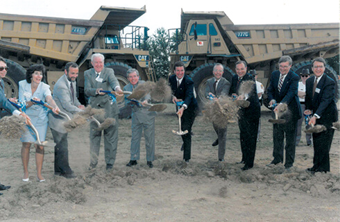 People during groundbreaking ceremony