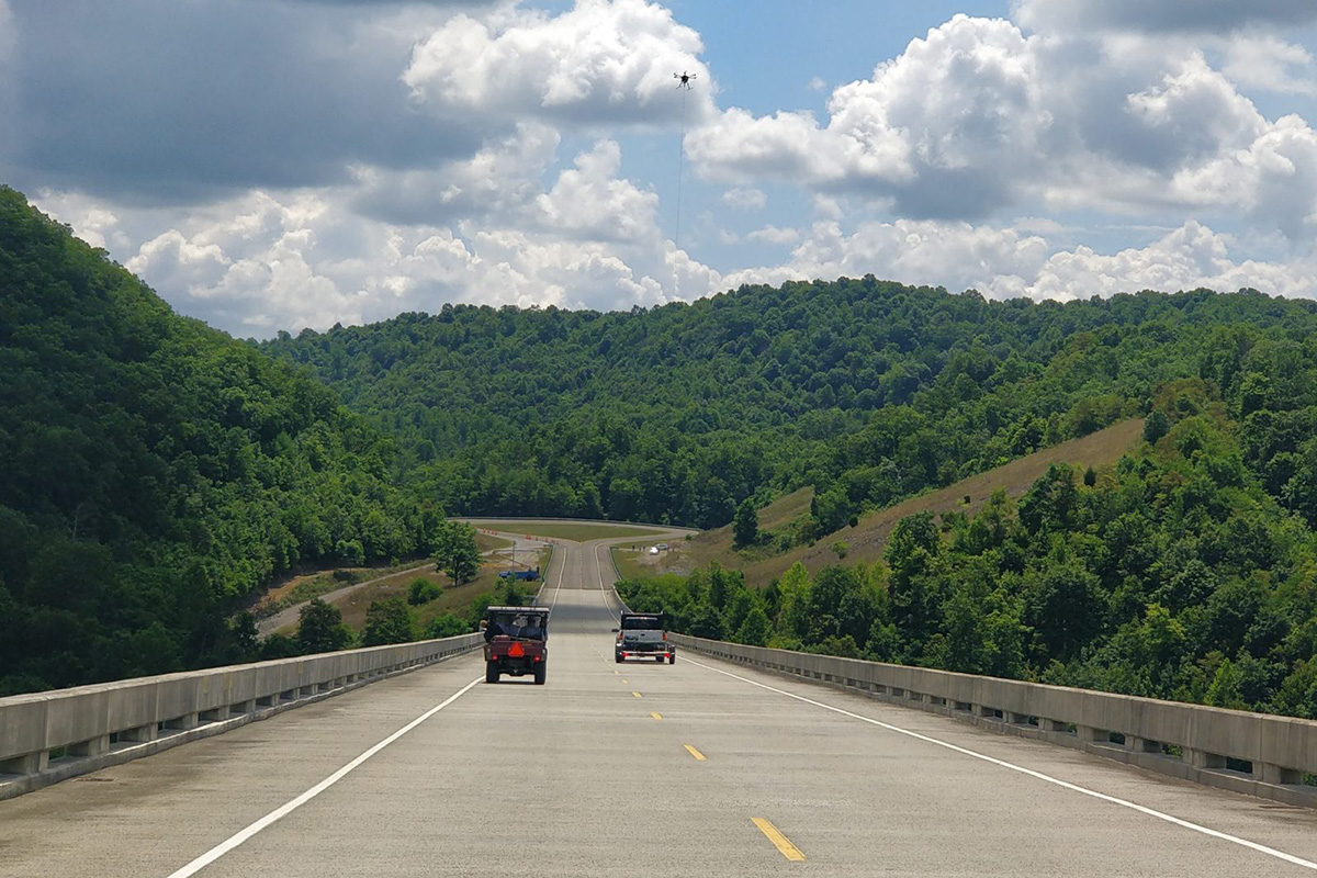 Army vehicles on the Virginia Smart Roads