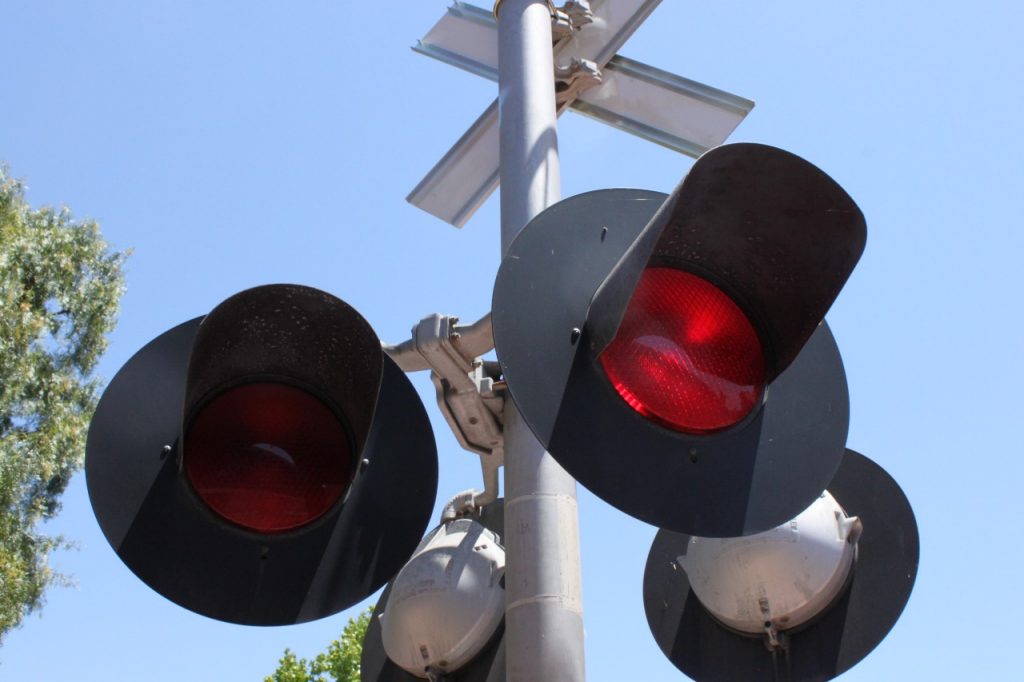 lights at a railroad crossing