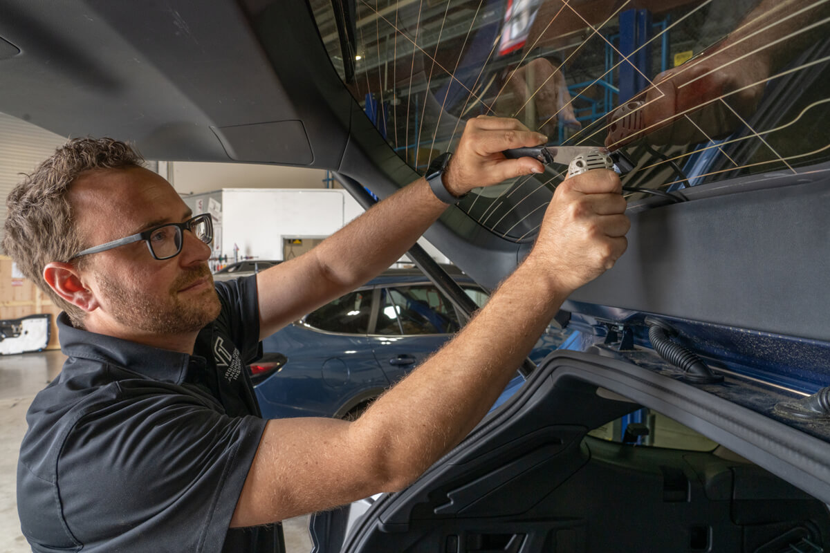 Person working on a vehicle