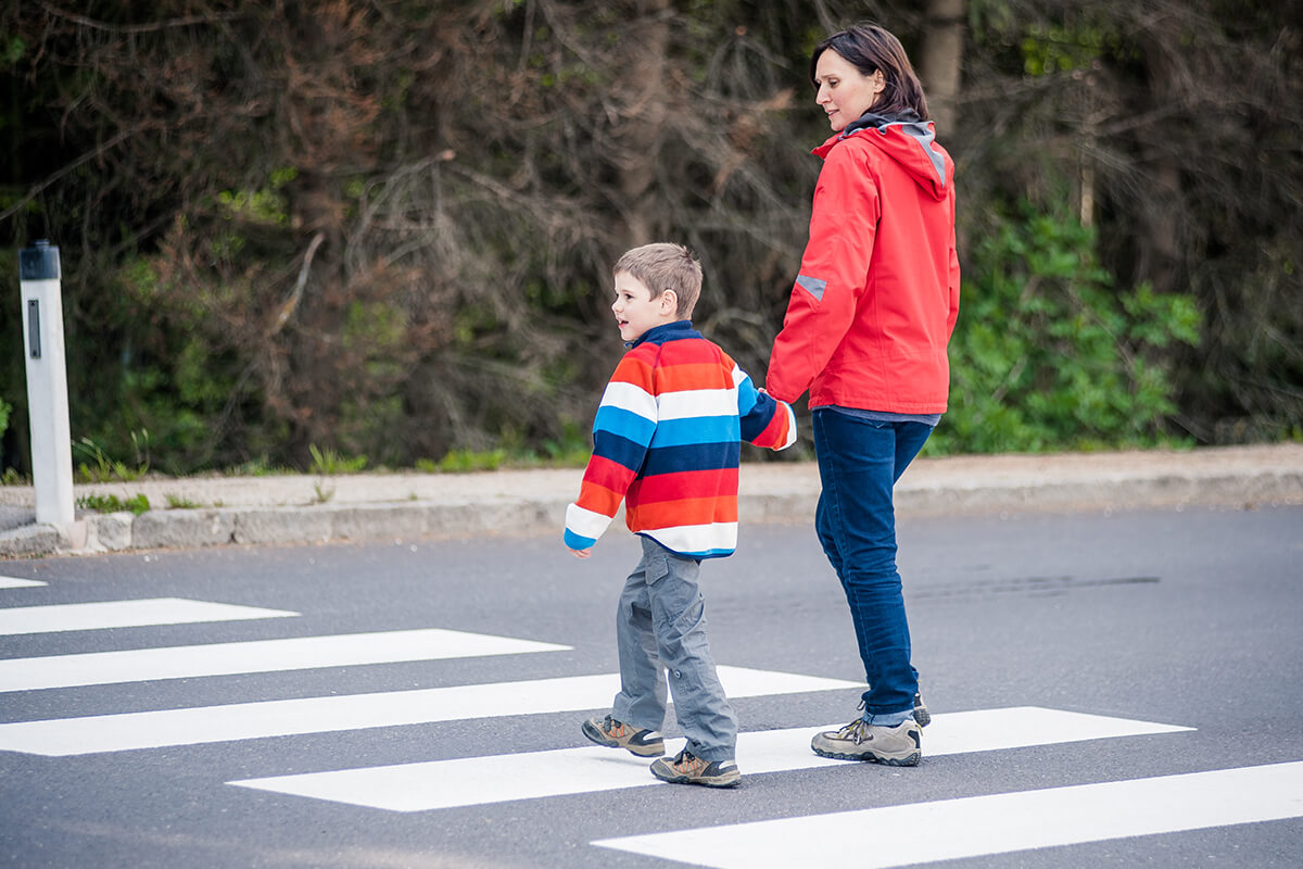 Pedestrians on crosswalk