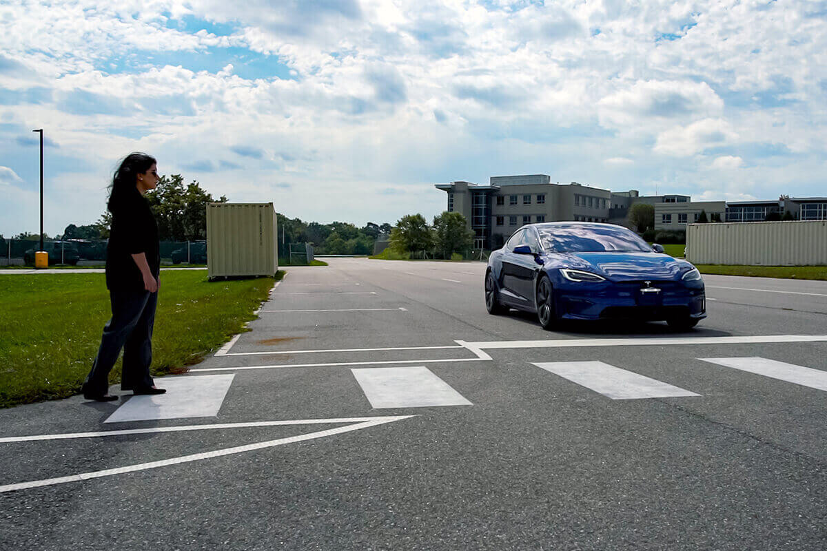 Pedestrian at crosswalk with automated vehicle