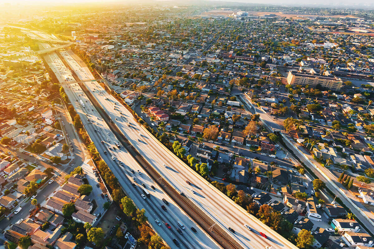 Aerial view of highway