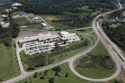 An aerial view of VTTI and the Virginia Smart Roads