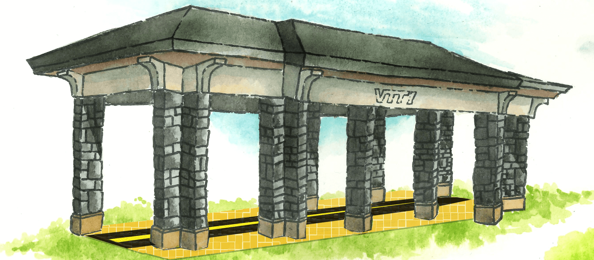 Drawing of the VTTI Paving the Way Pavilion memorial